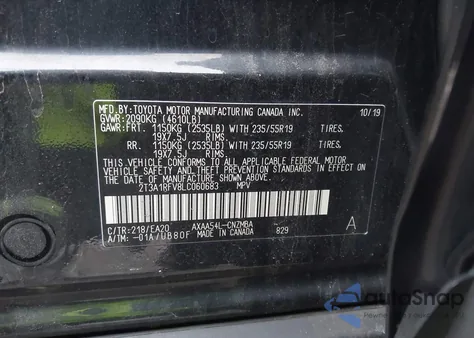 2020 Toyota Rav4 Xle Premium from USA, damaged, VIN 2T3A1RFV8LC060683